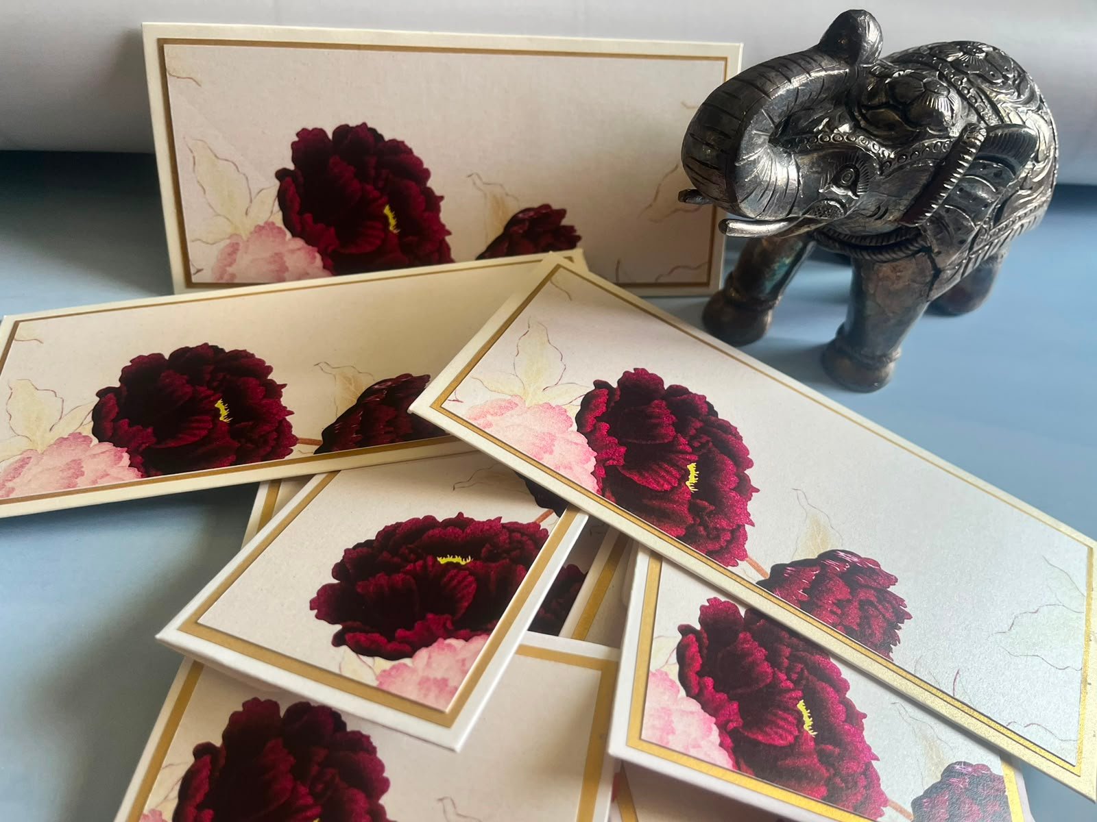 Burgundy Floral Premium Envelope Set
